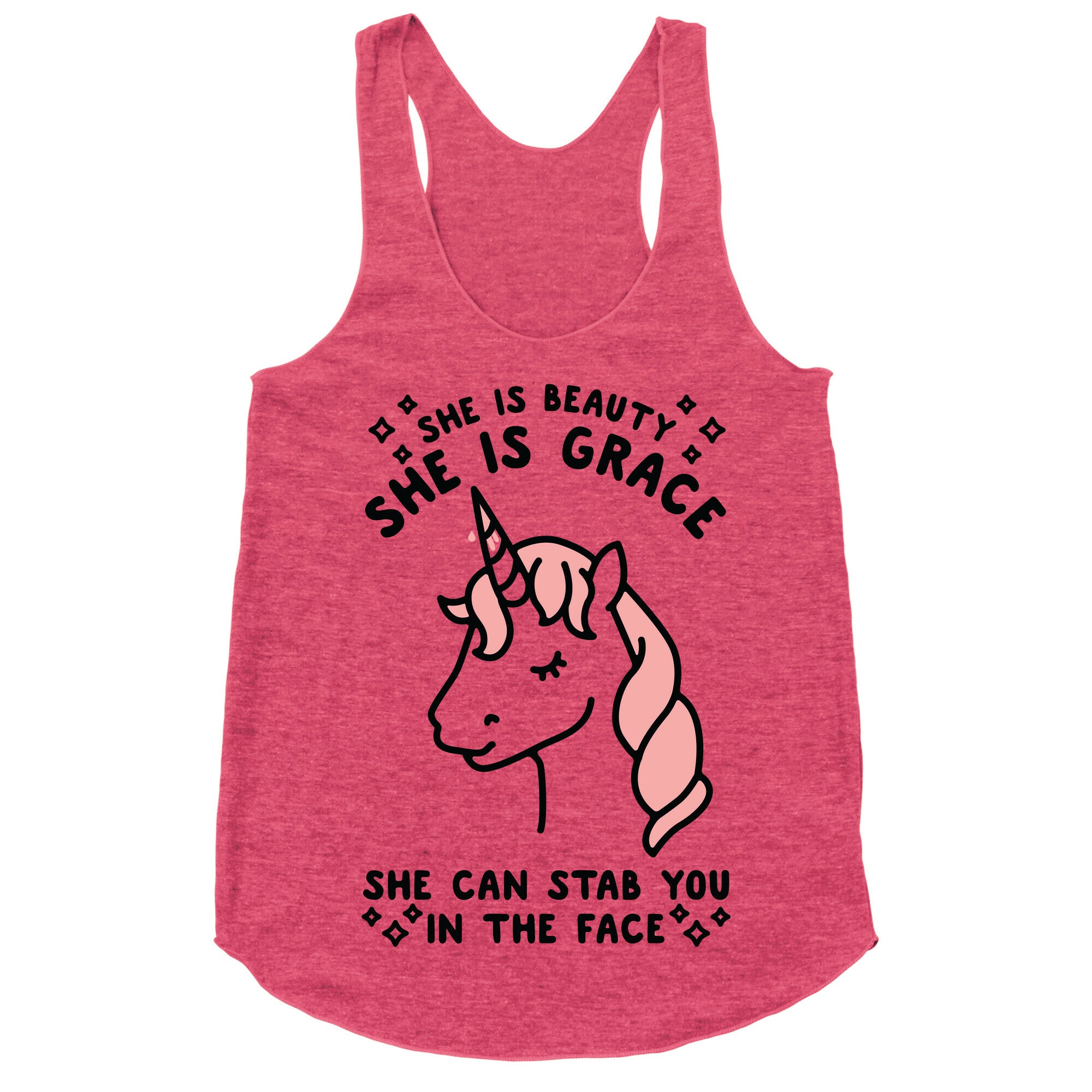 She Is Beauty She Is Grace She Can Stab You In The Face Racerback Tank